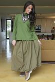 Paloma Bubble Hem Midi Skirt Deep Olive